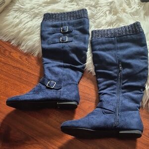 JustFab Navy Blue Combat Boots